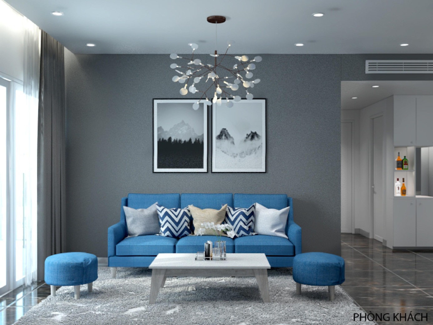 Sofa gam mÃ u láº¡nh-KhÃ´ng gian dá»u nháº¹