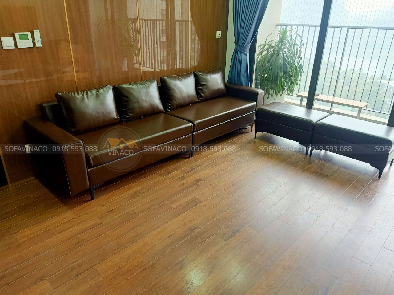 Bọc ghế sofa vải thành da tại chung cư Luxcity Huỳnh Tấn Phát Quận 7
