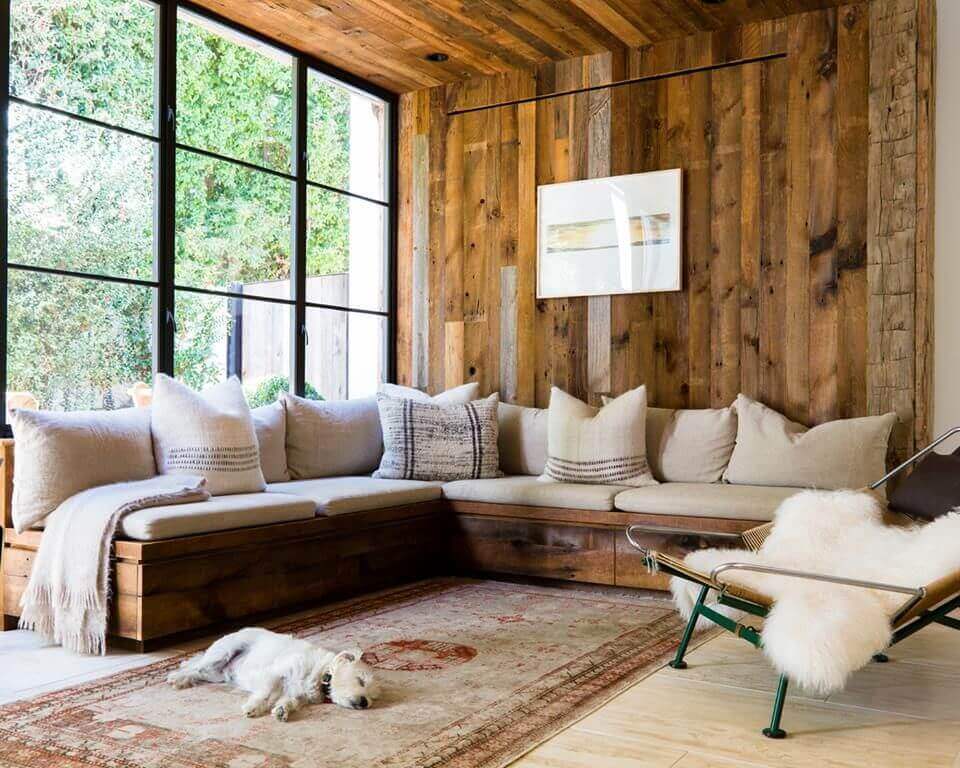 Cảm hứng thiết kế phòng khách theo phong cách mộc mạc với gam màu đơn giản