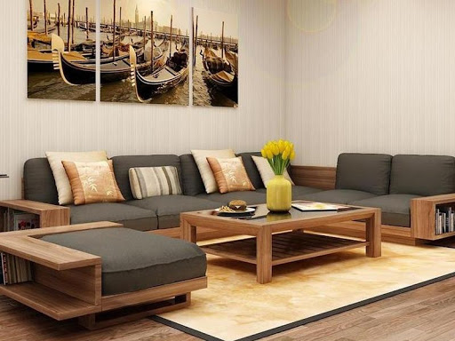 Kích thước bộ ghế sofa gỗ chữ L hiện đại và ý tưởng để tô điểm phòng khách