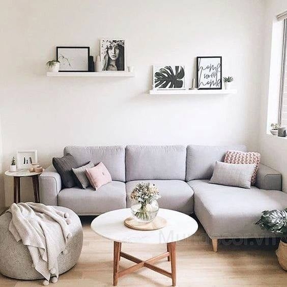 Thiết kế không gian nhà nhỏ cùng với ghế sofa góc
