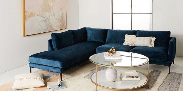 Bọc ghế sofa với chất liệu nỉ nhung màu xanh thẫm