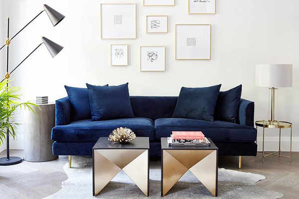 Bọc ghế sofa với chất liệu nỉ nhung màu xanh thẫm