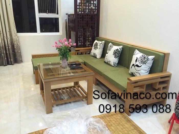 Làm đệm ghế sofa gỗ hiện đại nhà chị Nhạn, Linh Đàm