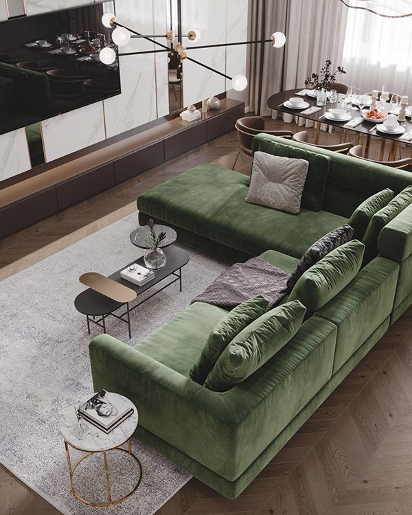 10 loại ghế sofa màu xanh lá trendy - 04