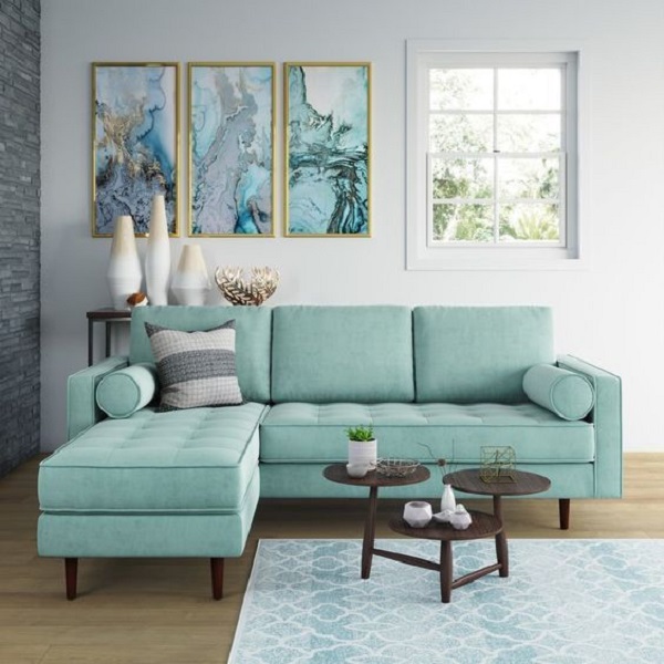 Phối sofa màu xanh ngọc lam thu hút tài lộc trong phong thủy - 03