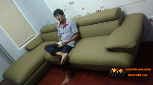 Biến sofa da thành sofa vải nhà anh Nam – Long Biên – Hà Nội