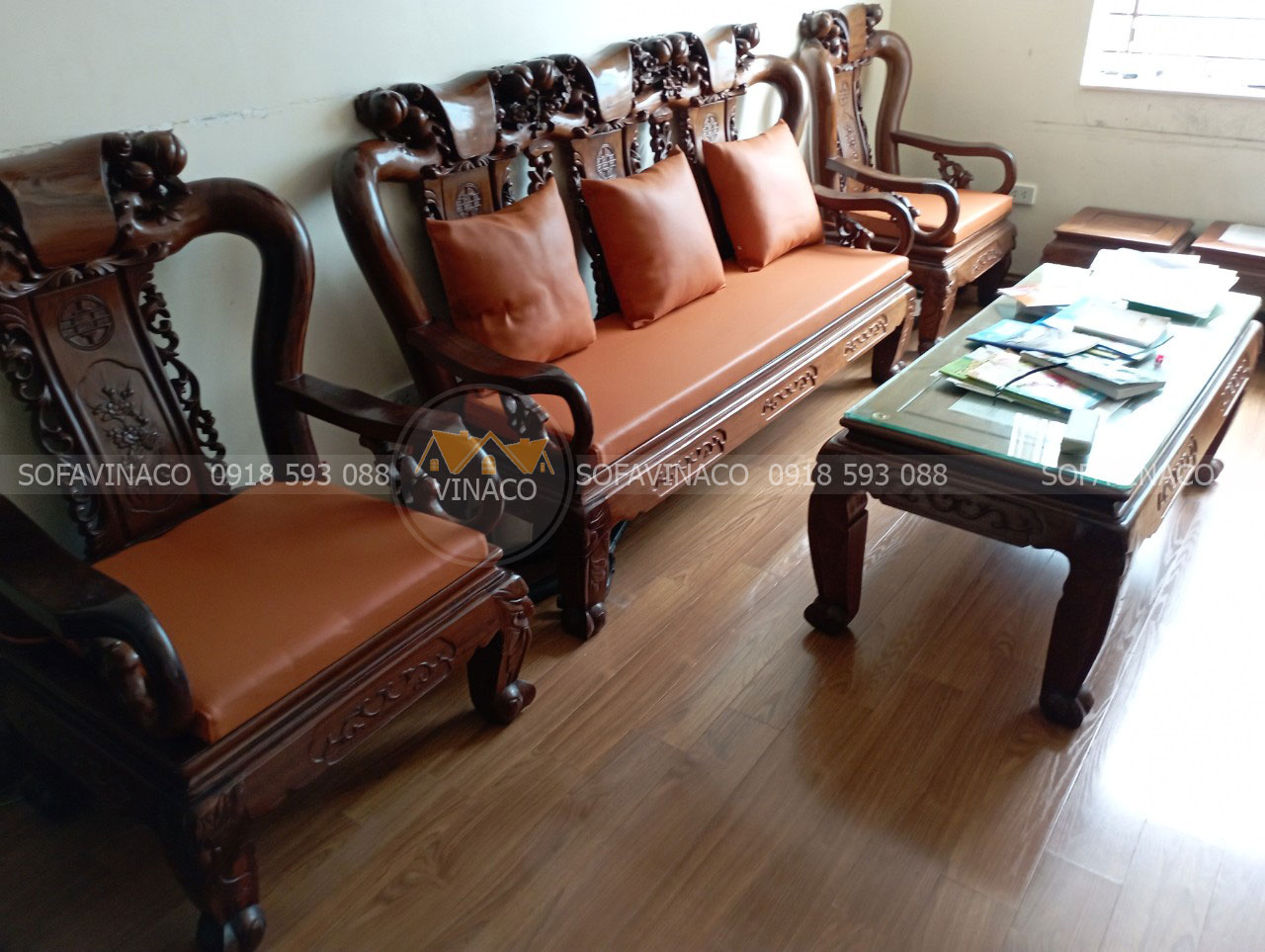 Đệm ghế gỗ đồng kỵ siêu đẹp cho khách hàng tại P. Cô Giang, Quận 1