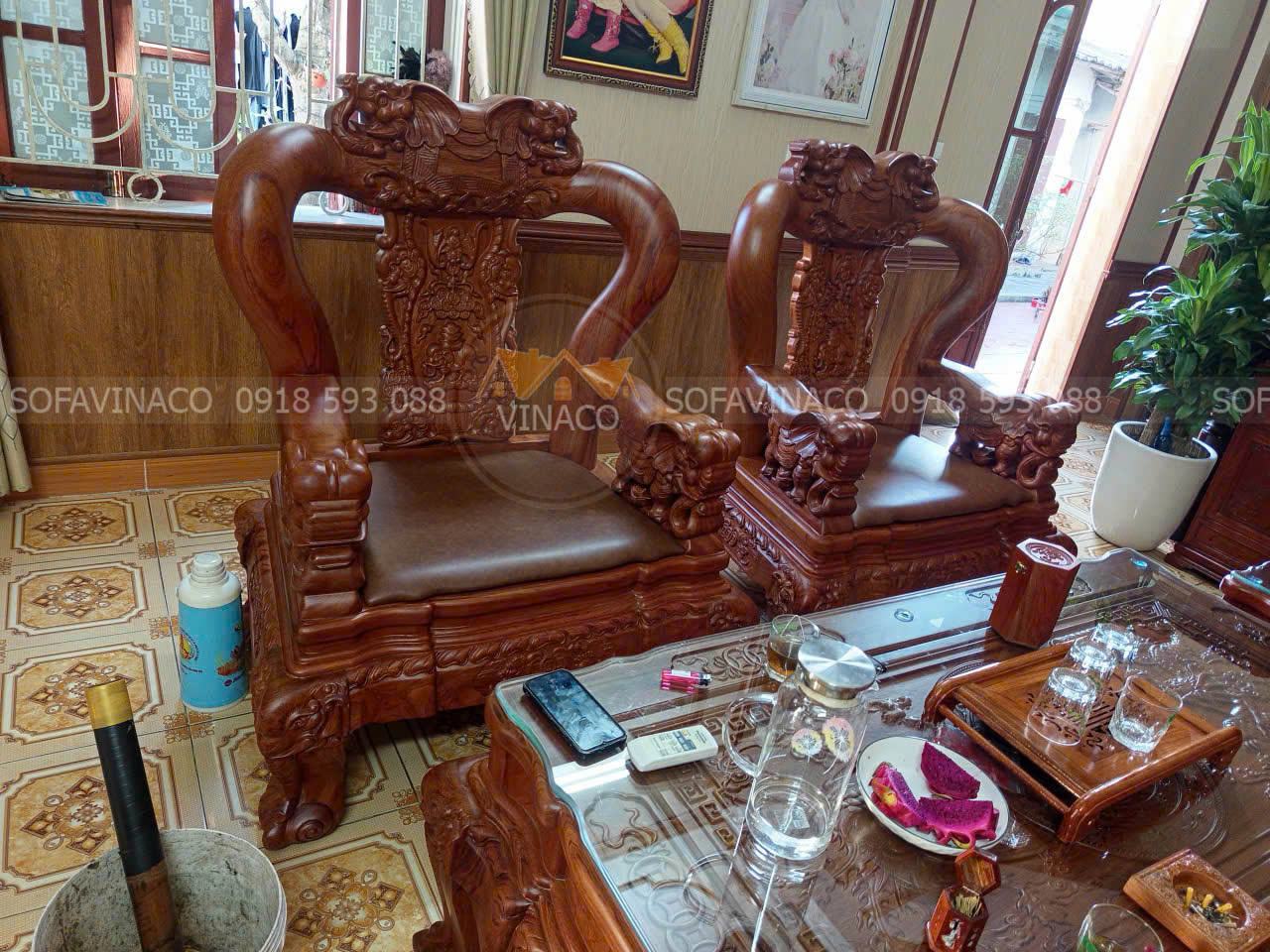 Hoàn Thành Bộ Đệm Ghế Gỗ Da Ở Đống Đa, Hà Nội
