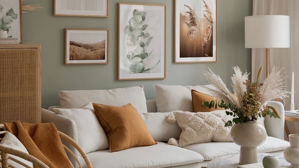 Hướng dẫn trang trí nội thất với ghế sofa bọc vải màu kem