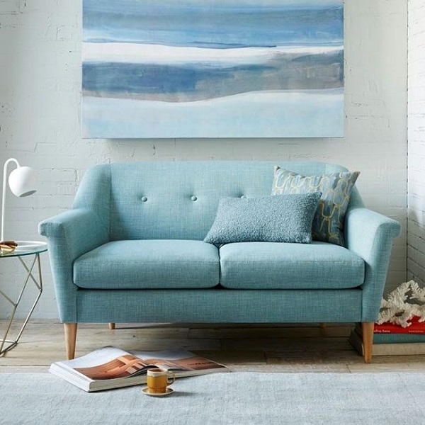 Phối sofa màu xanh ngọc lam thu hút tài lộc trong phong thủy