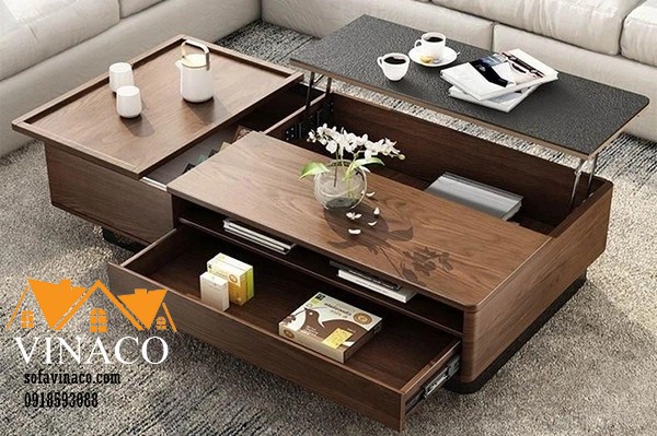 Thiết kế không gian phòng khách hiện đại với mẫu bàn sofa thông minh.