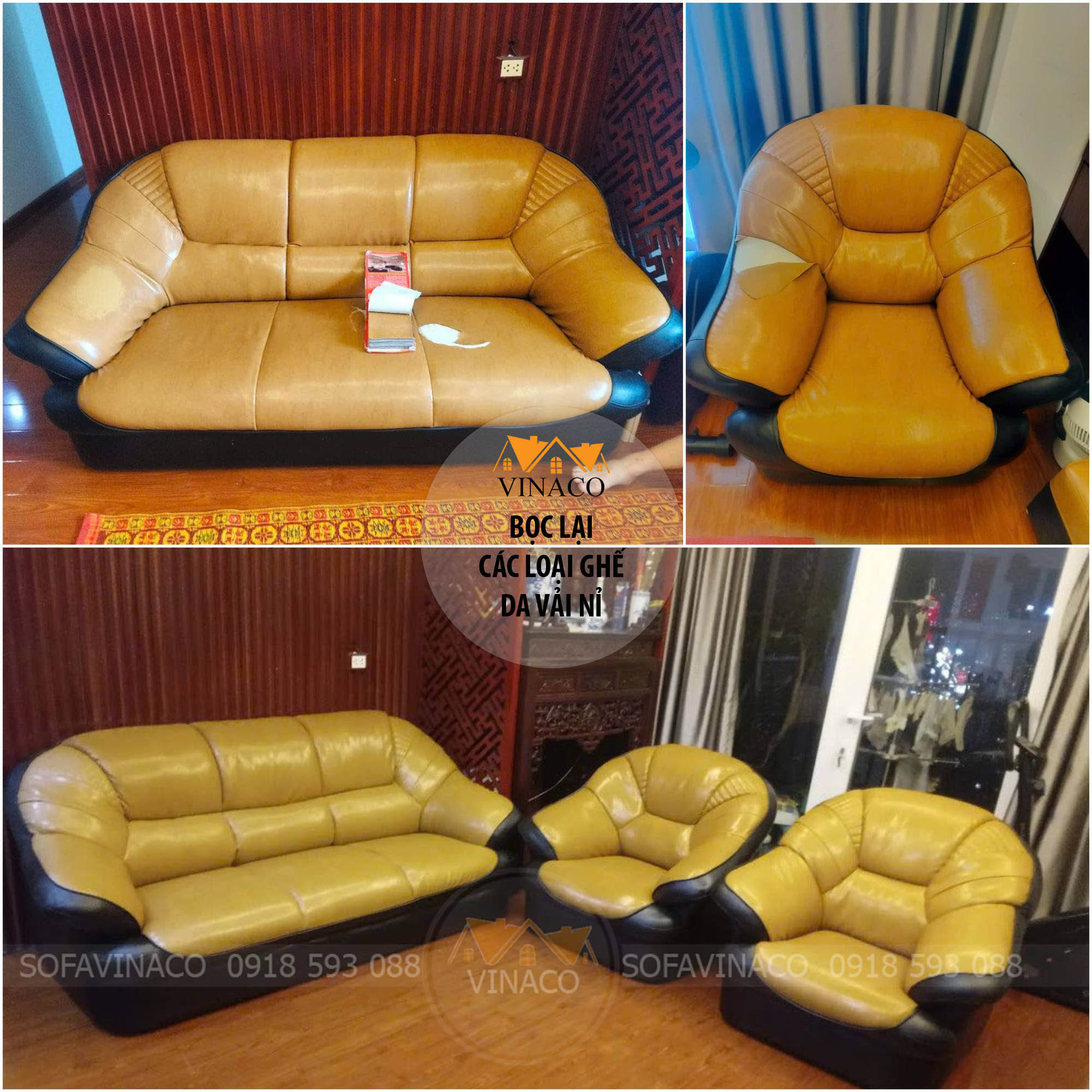 Vinaco bọc lại ghế sofa da tại Âu Cơ Hà Nội