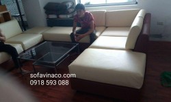 Bọc ghế sofa: Bọc ghế sofa da nhà chị Trà ở Trần Thái Tông