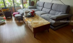 Bọc ghế sofa chuyển từ da sang vải cho khách tại Thạch Thất- Hà Nội