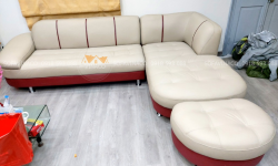 Bọc ghế sofa da thật bẩn + rạn nứt cho khách tại chung cư 92 Thanh Nhàn