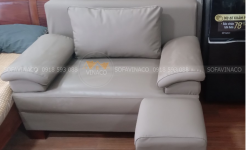 Bọc ghế sofa đơn da rách to cho khách tại Quỳnh Mai, Hai Bà Trưng
