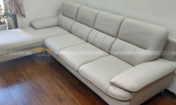Bọc ghế sofa góc bị bạc màu da cho khách tại Thới An, Quận 12