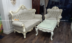 Bọc lại ghế sofa da tân cổ điển cho khách hàng tại Lê Văn Lương