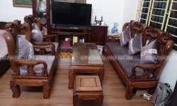 Đệm ghế đồng kỵ vải nhung cho khách tại Trần Cung, Hà Nội