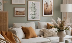 Hướng dẫn trang trí nội thất với ghế sofa bọc vải màu kem