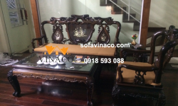 Làm đệm ghế cho bộ sofa gỗ giả cổ nhà Bác Lựu – Văn Cao, Ba Đình