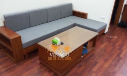 Làm đệm ghế sofa gỗ chữ L tại Lê Văn Việt Quận 9