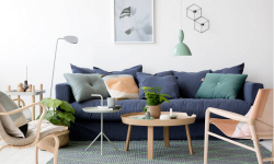 Ý tưởng thiết kế sofa xanh navy cho phòng khách