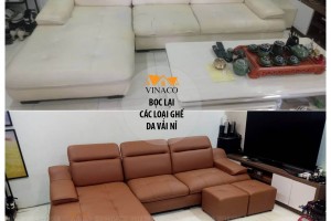 Bọc lại ghế sofa da tại nhà ở Thanh Xuân, Hà Nội