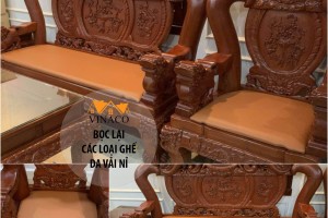 Đệm ghế gỗ bọc da cao cấp giao tận nhà khách hàng tại Cầu Giấy