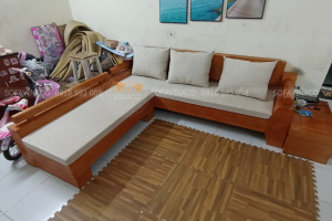 Đệm ghế gỗ vải Malta cao cấp cho khách tại Long Biên