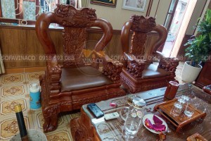 Hoàn Thành Bộ Đệm Ghế Gỗ Da Ở Đống Đa, Hà Nội