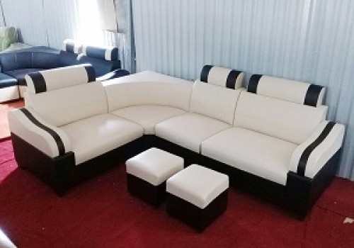 Mẫu ghế sofa da trắng kẻ đen kiểu dáng mới nhất